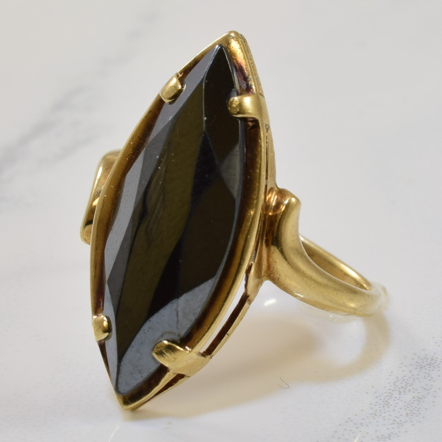 Marquise Hematite Ring for Women | 4.00ct Genuine Hematite Stone | Size 6 | Elegant Vintage Jewelry Gift for Her | Perfect for Weddings, Anniversaries & Special Occasions