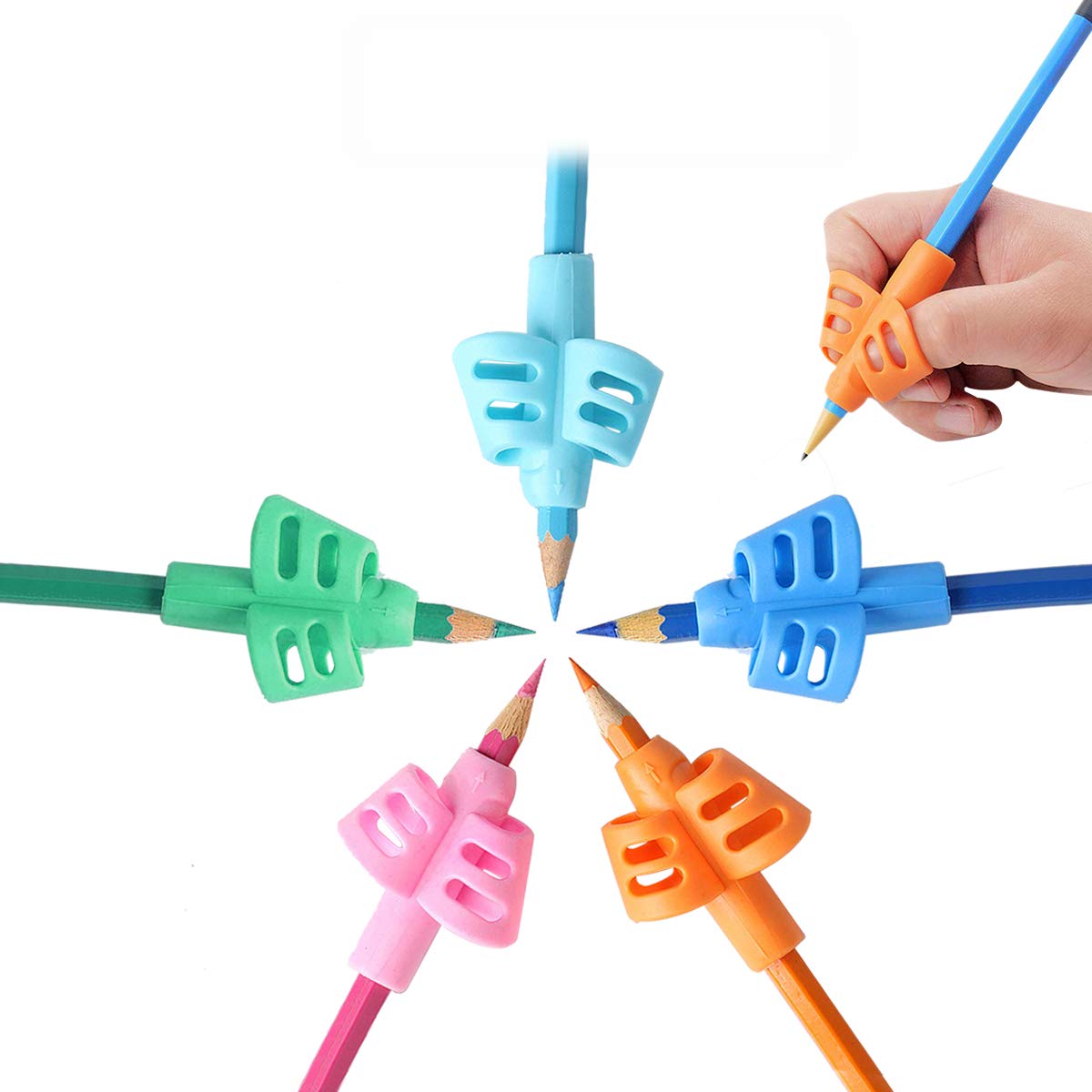 Ergonomic Pencil Grips for Kids - 5PCS Writing Aid Grip Trainer Set | Improve Handwriting & Correct Pencil Posture | Ideal for Classroom, Homework & Occupational Therapy