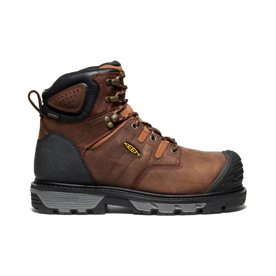 Men's Camden 6 Waterproof Work Boot with Carbon Toe - Leather Brown/Black - Durable Safety Shoes for Construction, Hiking & Outdoor Work