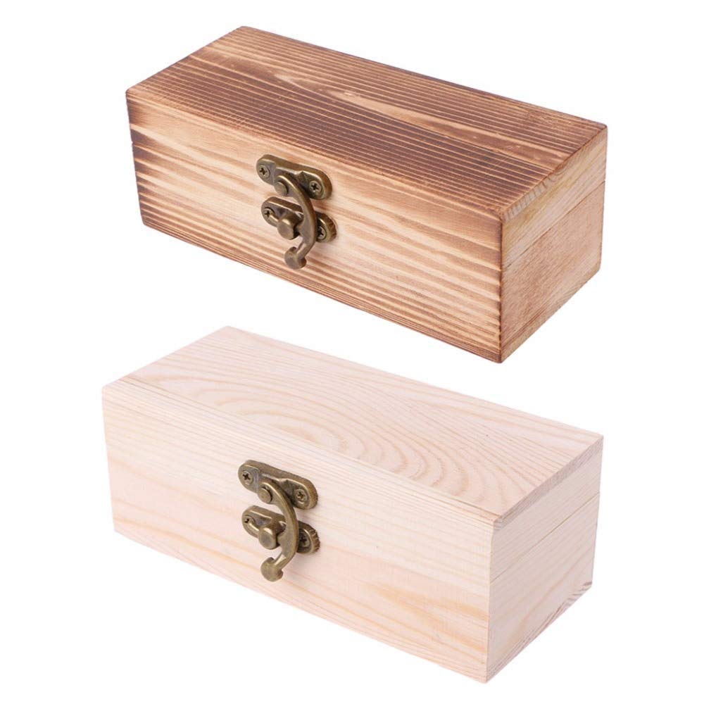 XLAHD Dark Wooden Jewelry Box - 14x6x5cm Rectangle Hinged Storage Case for Jewelry, Crafts, Sundries - Wedding Gift Box & Desk Organizer - Perfect for Home, Office, and Event Decor