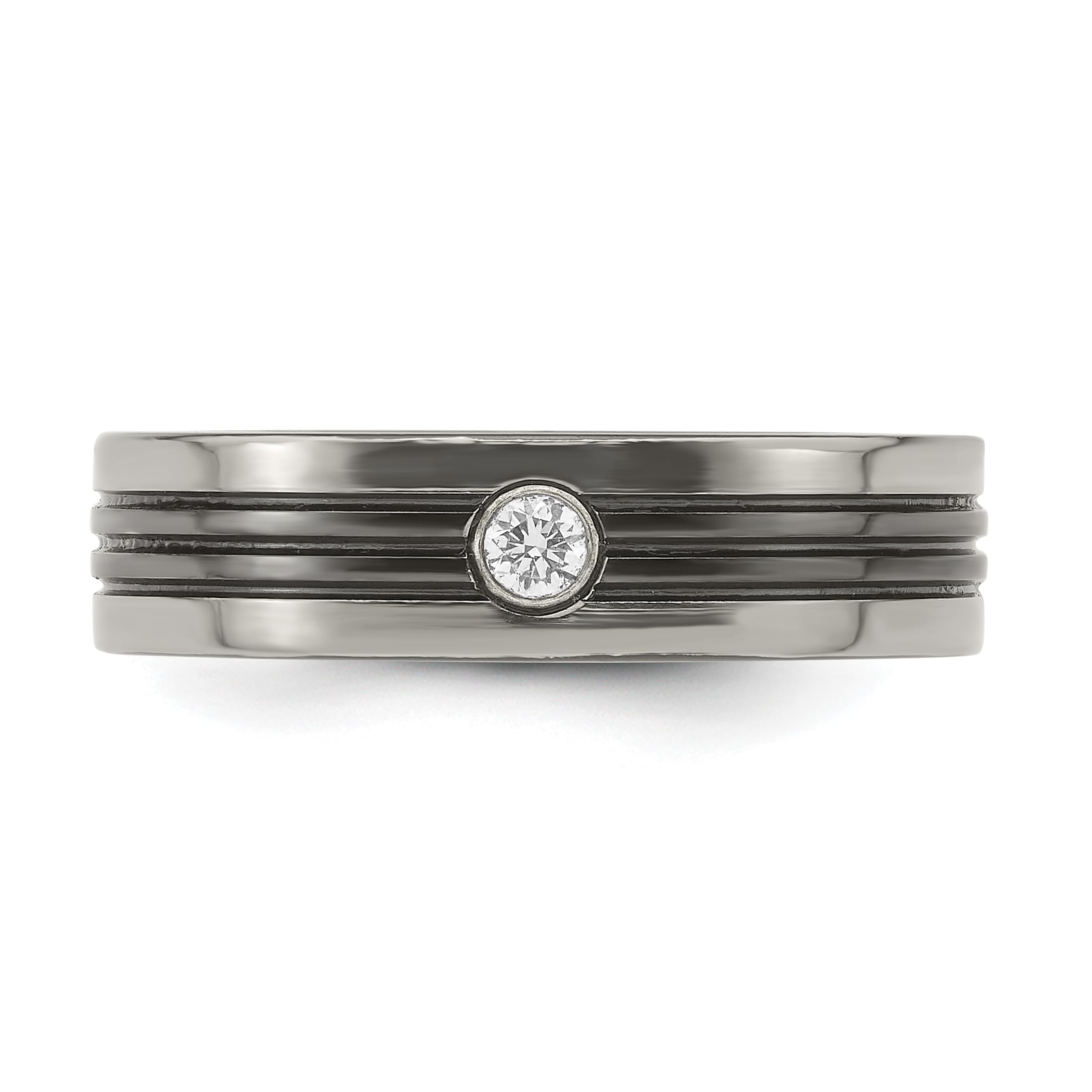 Edward Mirell Black Titanium Grey Edge Diamond 925 Sterling Silver 6mm Wedding Band Ring for Men - Perfect for Engagement, Anniversary & Everyday Wear