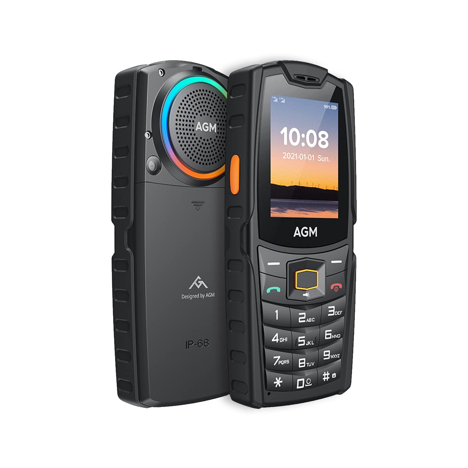 AGM M6 Rugged 4G Feature Phone - Waterproof, Drop-Proof, Large Buttons & Font | 109dB Loud Speaker, Dual SIM, 2500mAh Battery | Outdoor, Emergency, Senior & Work Use
