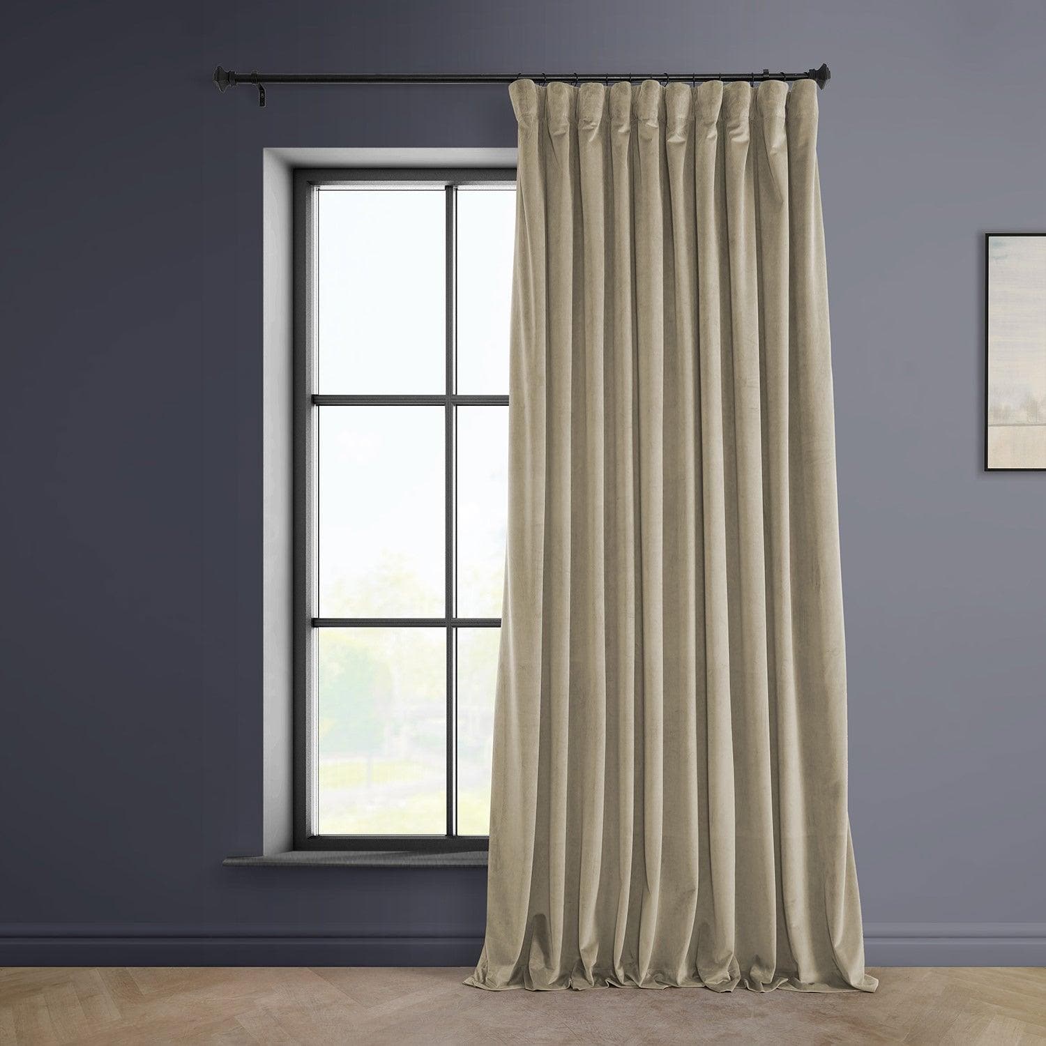 Light Beige Extra Wide Heritage Plush Velvet Blackout Curtains for Bedroom & Living Room - Soft Thermal Insulated Window Drapes for Light Control & Privacy