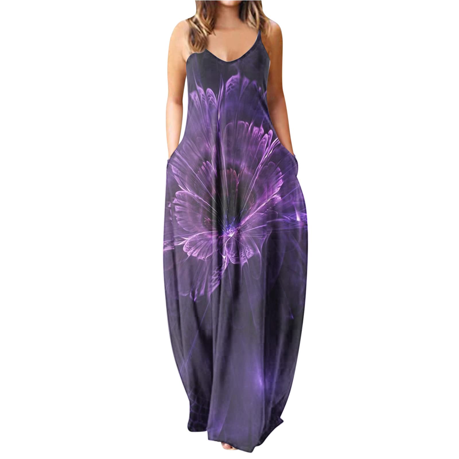 Women's Plus Size Floral Gradient Print Sleeveless Cocktail Dress - Casual Loose Fit Fall Dress for Parties, Weddings & Special Occasions