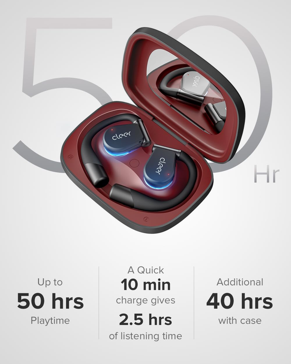 Cleer ARC 3 Open Ear Wireless Earbuds with Dolby Audio & Snapdragon Sound - 50H Battery, Bluetooth 5.4, IPX7 Waterproof, Multi-Point Connectivity, Smart Touch Controls - Perfect for Running, Workouts, and Outdoor Activities (Black)