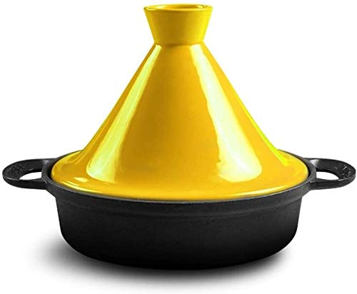 **Yellow 3L Ceramic Casserole Non-Stick Pan with Cast Iron Base – Moroccan Tagine Pot, Healthy Cookware with Ceramic Lid & Micro Pressure Cooking – Perfect for Stews, Soups & Slow Cooking at Home**