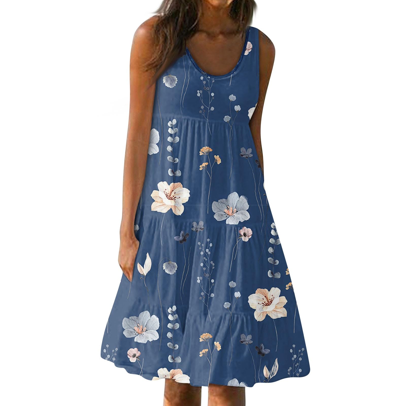 2024 Women's Summer Dresses - Casual Floral Sleeveless Sundress, Crew Neck Bodycon Tank Dress for Beach, Vacation & Outdoor Parties | Perfect for Poolside, Date Night & Summer Travel
