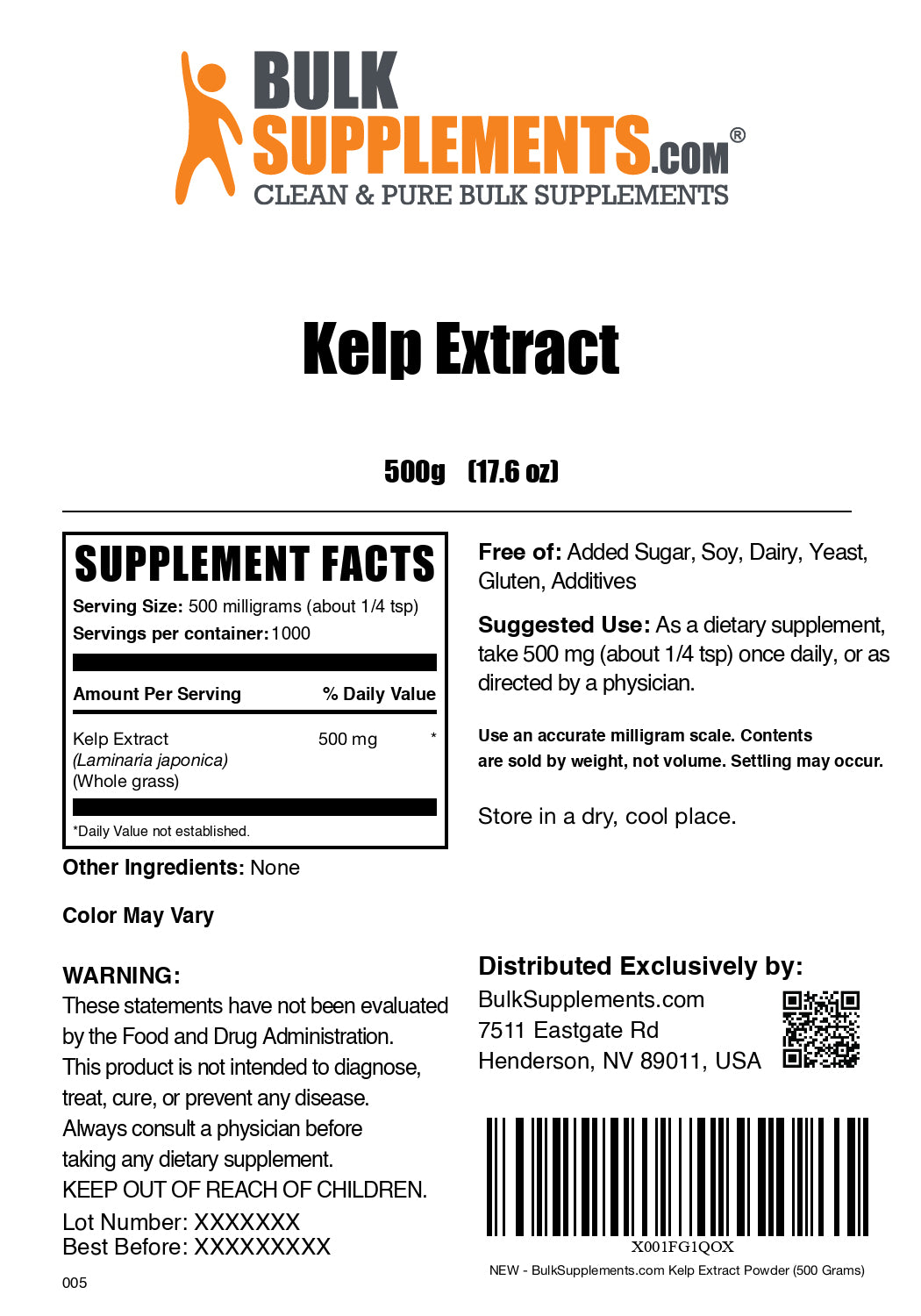Organic Kelp Extract Powder for Skin & Hair Care - Rich in Iodine & Minerals - Vegan Superfood Supplement for Smoothies, Detox & Wellness