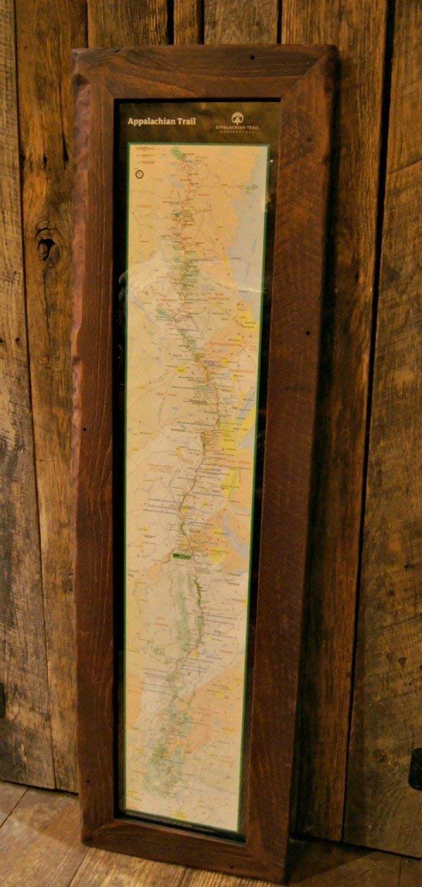 Extra Large Framed Glass Appalachian Trail Map Sign - Wall Decor for Hiking Enthusiasts, Perfect for Living Room, Office & Cabin Decor