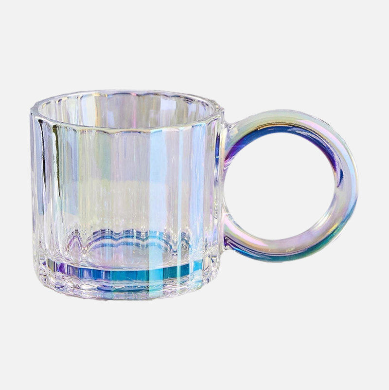 Opa Ring Glass Mug - 12oz Clear Glass Coffee Cup with Handle, Perfect for Hot Tea, Iced Coffee, and Smoothies at Home, Office, or Cafe
