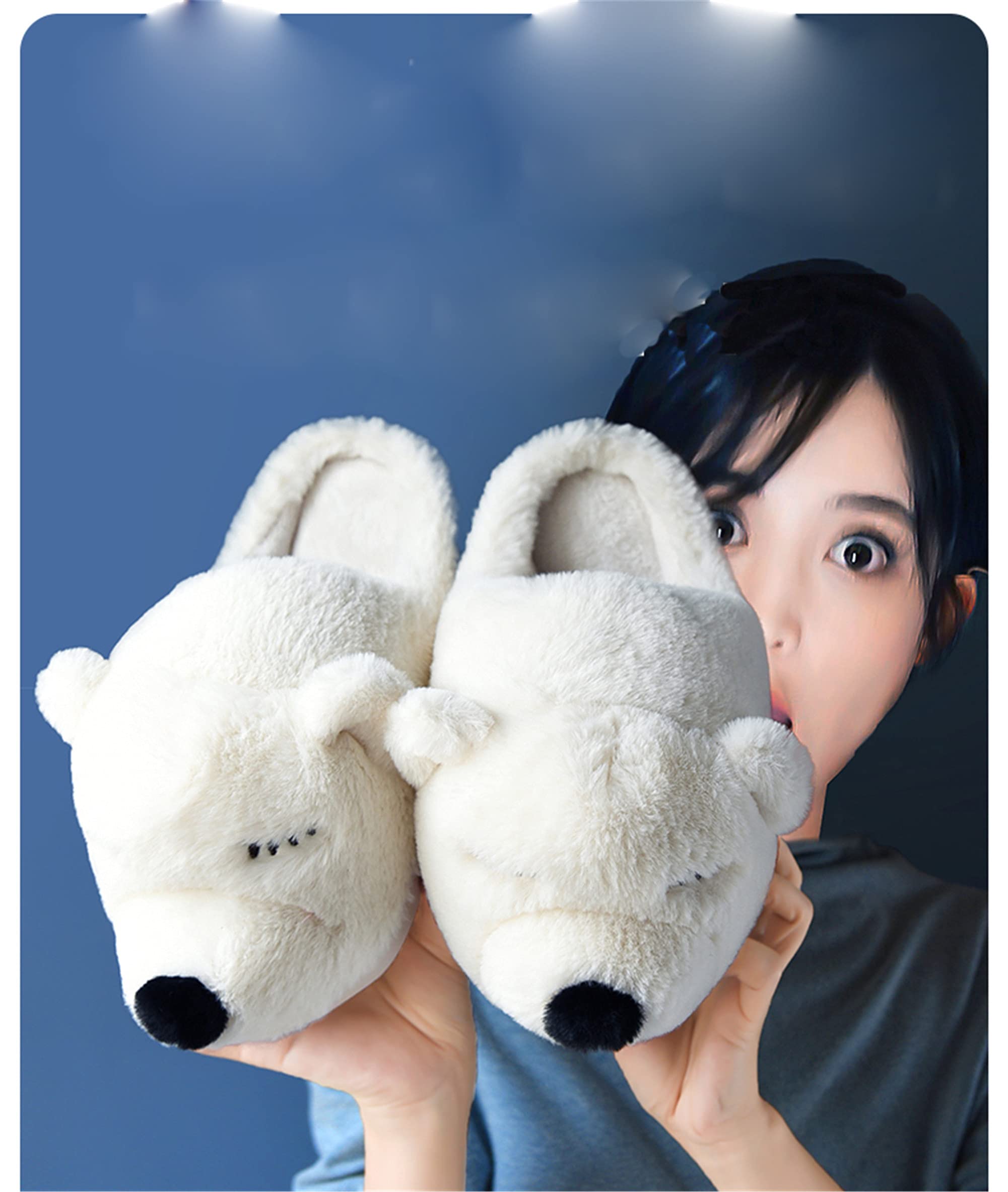 LANFIRE Women's Cute Bear Slippers - Animal Themed Cozy Fuzzy House Shoes, Soft Plush Winter Warm Slippers with Non-Slip Sole for Indoor Comfort | Perfect for Home, Lounge & Gift Giving