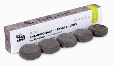 Jack59 Travel Size Shampoo Bar Refill 5 Pack - Natural, Eco-Friendly, Sulfate-Free Hair Care for Camping, Gym & Air Travel - Vegan & Plastic-Free Solid Shampoo Bars