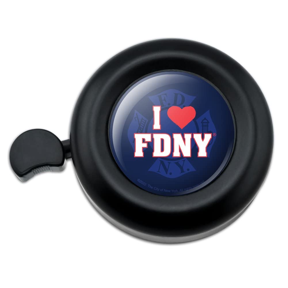 GRAPHICS & MORE I Heart FDNY Bike Bell - Loud Bicycle Handlebar Bell for Safety & Fun - Perfect for Commuting, Cycling, and Outdoor Adventures