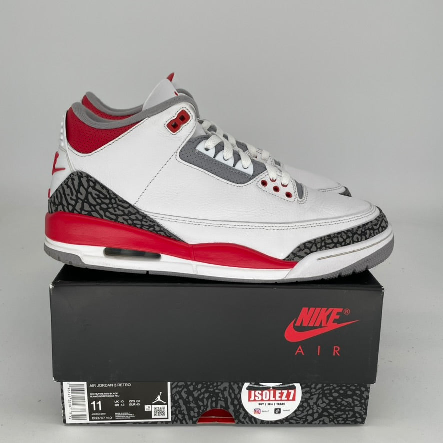 AIR JORDAN 3 Retro Fire Red Men's Basketball Shoes Size 11 - DN3707-160 | Authentic Nike Sneakers for Running, Training & Streetwear Fashion