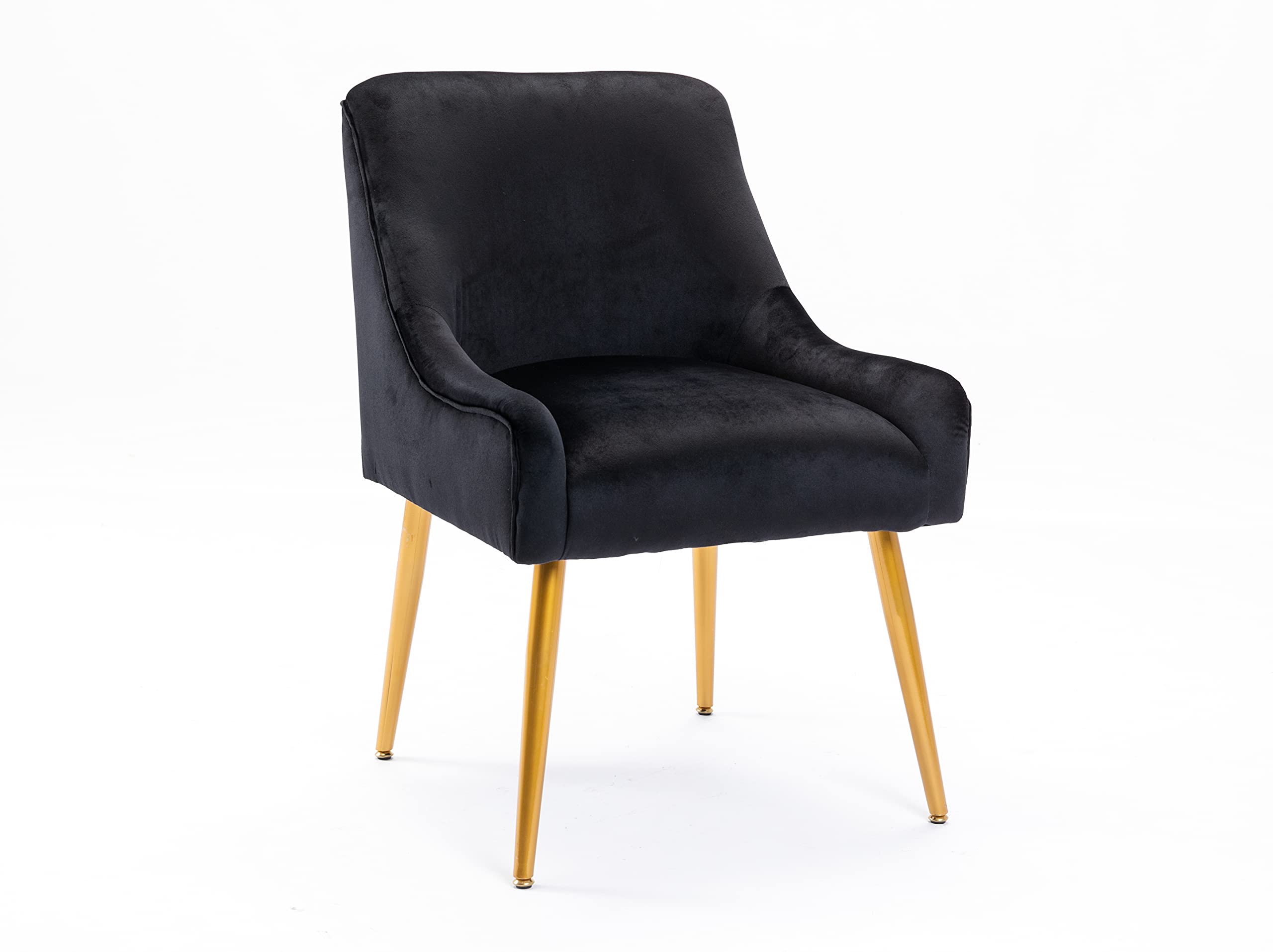Luxury Velvet Accent Chair with Metal Legs - Modern Upholstered Armchair for Living Room, Bedroom, Office & Study - Comfortable Club Chair for Relaxation & Meetings (Black Velvet) - Perfect for Home Decor, Lounge Areas & Workspaces