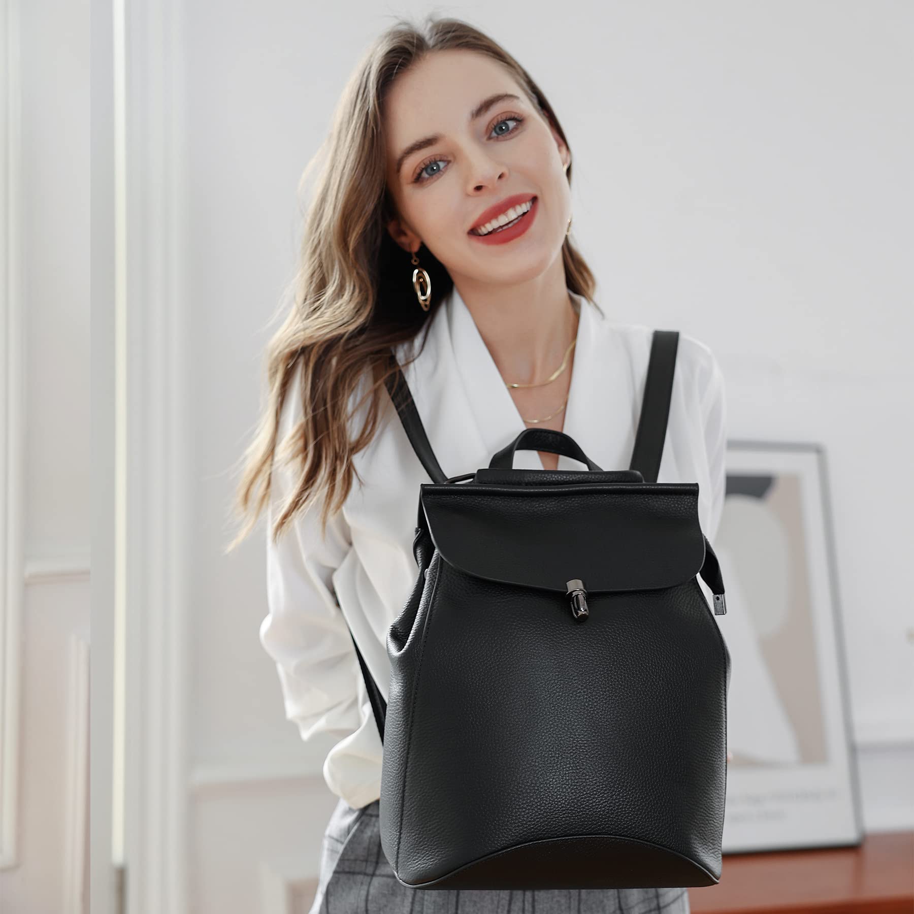 HESHE Convertible Leather Backpack Purse for Women - Fashionable Satchel Handbag & Travel Backpack - Multi-Functional Everything Bag (Black) | Perfect for Work, School, Commuting & Weekend Getaways