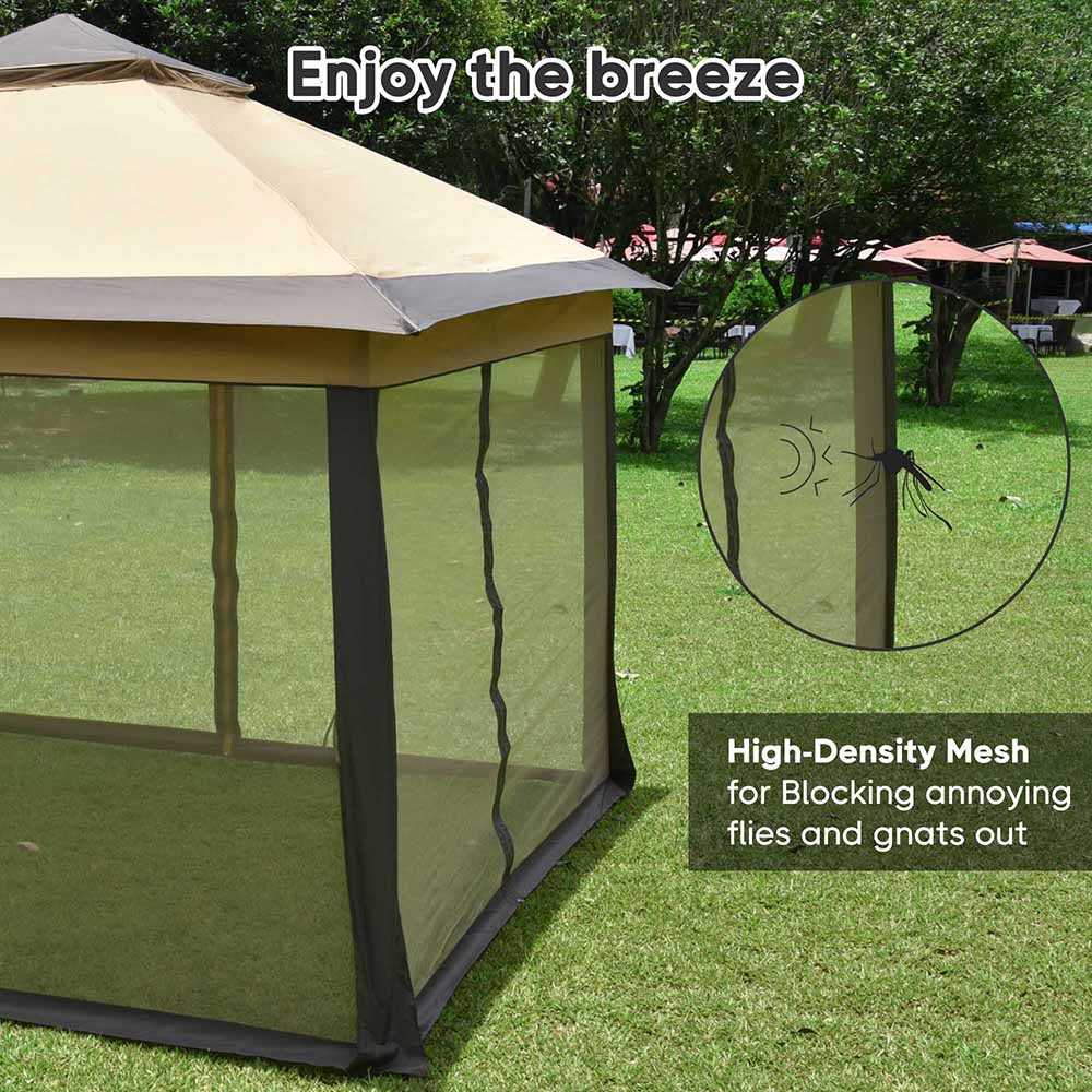 11x11 ft Pop Up Gazebo with Netting - UV30+ Protection, Portable Outdoor Canopy for Patio, Backyard, Camping & Beach Parties