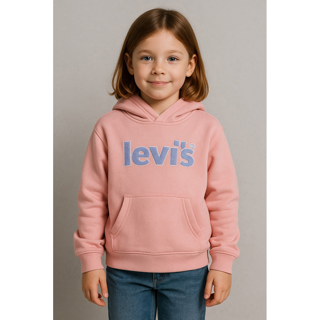 Levi's Girls' Taped Sleeve Pullover Hoodie - Soft Cotton Fleece Sweatshirt for School, Playdates & Outdoor Activities