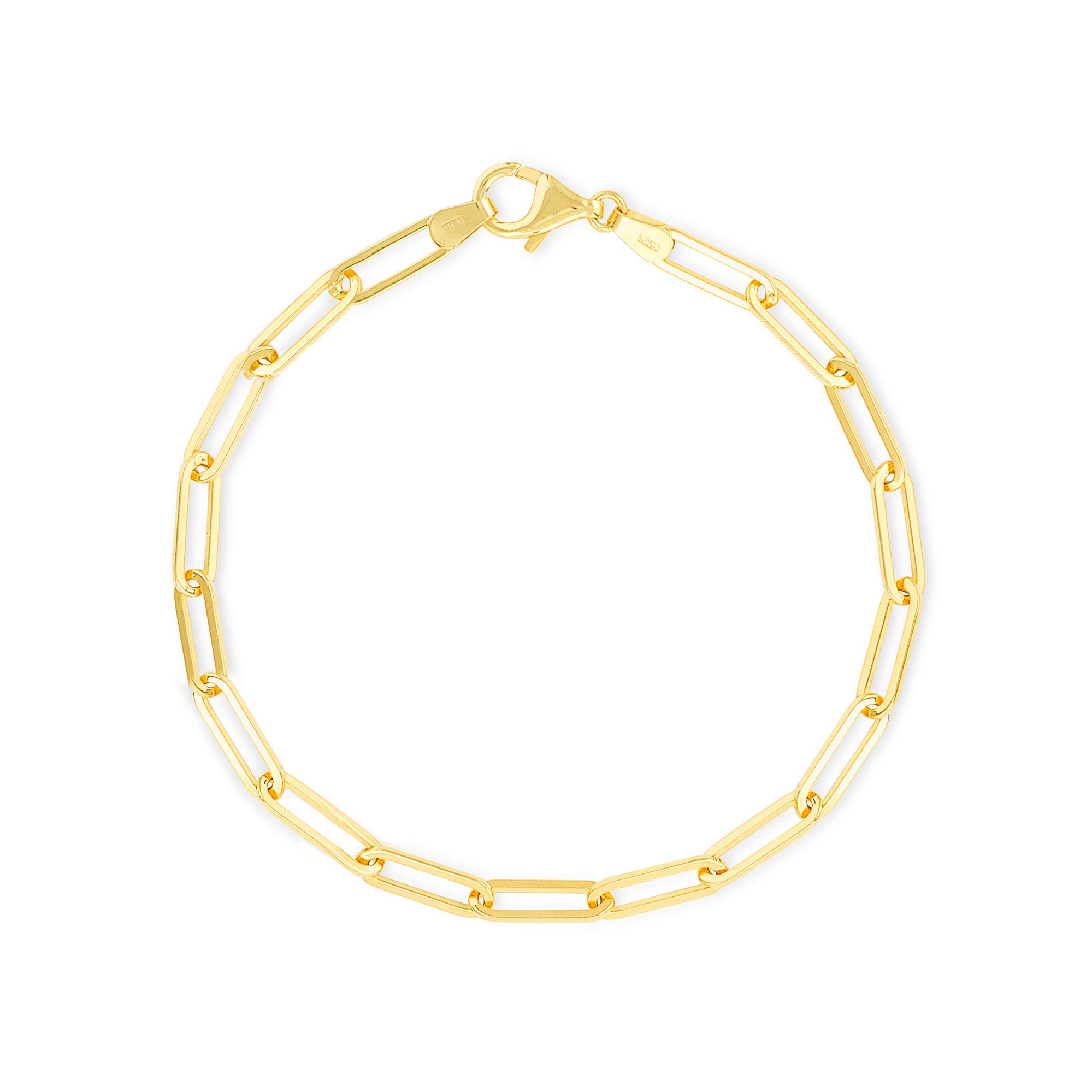 TOUSIATTAR 14k Gold Paper Clip Link Bracelet - Yellow, White, Rose Gold Luxury Jewelry for Women & Girls - Adjustable Size 5