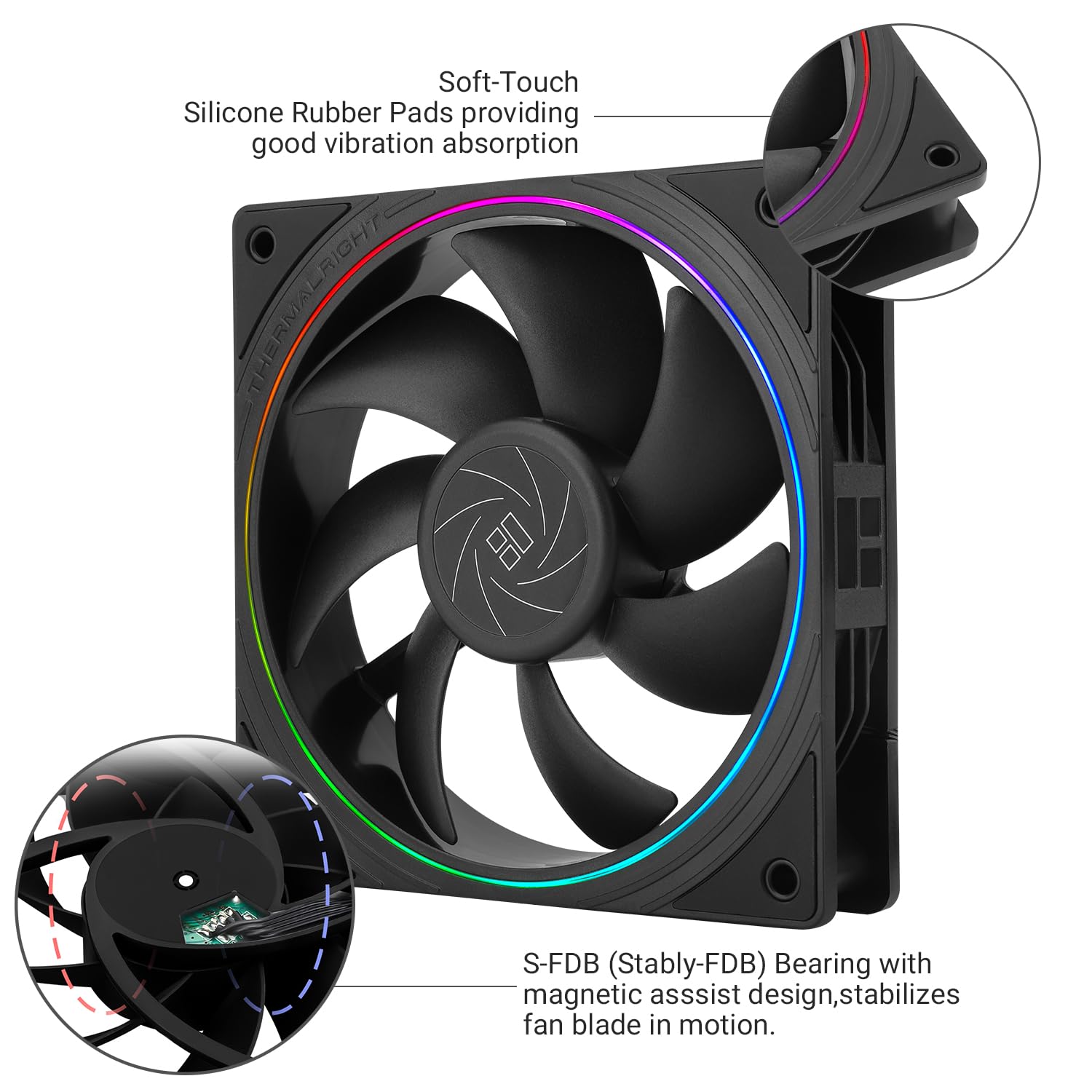 Thermalright TL-S12 120mm ARGB CPU Case Cooler Fan - 5V 3-Pin & 4-Pin PWM, Ultra Quiet Cooling Fan with Fine Aperture Lighting for PC Builds, Liquid Cooling Systems, and Air Coolers | Perfect for Gaming PCs, Workstations, and High-Performance Computers