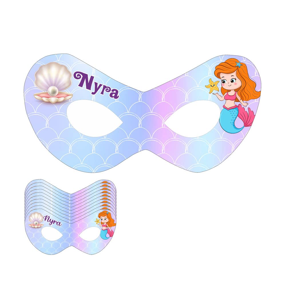 Personalized Mermaid Birthday Eye Mask with Baby Name - Custom Mermaid Theme Party Decor for Kids Birthday, Baby Shower & Themed Events