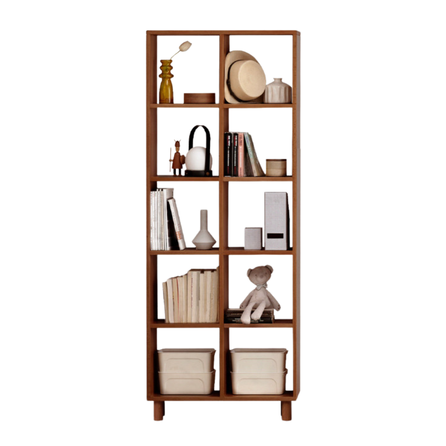 Solid Wood Bookshelf - Beech & Oak Bookcase with Free Combination - Perfect for Home Office, Living Room, and Library Storage