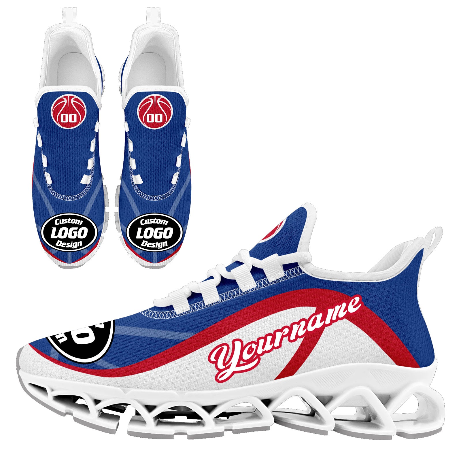 Custom Blue & Red Maxsoul Personalized Sneakers - Lightweight Comfortable Walking Shoes for Men & Women - Perfect for Running, Gym Workouts & Casual Wear (Style: FN003XD D020391)