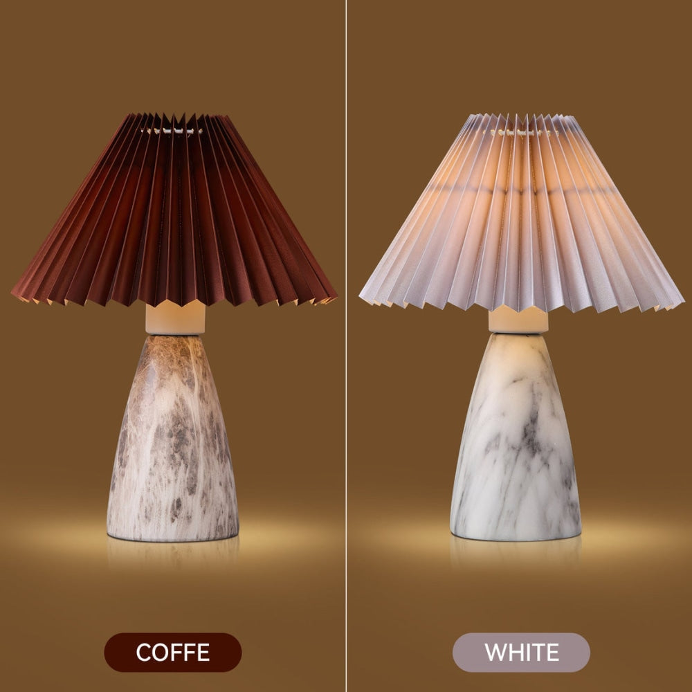 Clara Modern Classic Single Bulb Ceramic Table Lamp with Pleated Fabric Shade in Brown - Perfect for Bedroom Nightstand, Living Room End Table or Office Desk Lighting