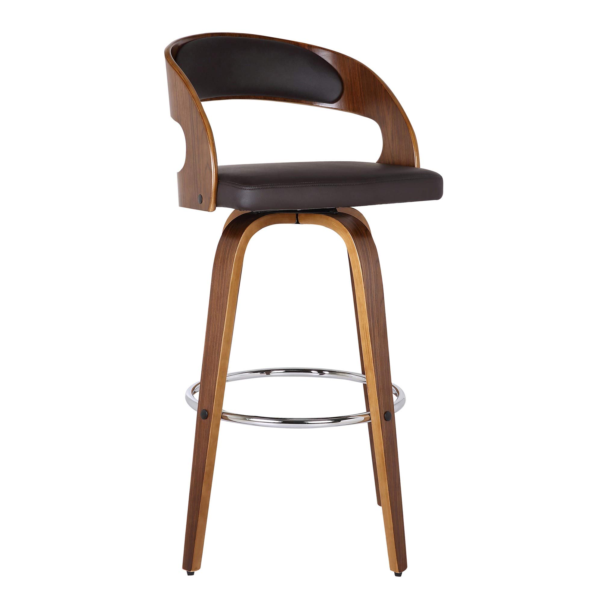 Benjara BM155718 30-inch Swivel Faux Leather Counter Height Bar Stool with Open Back - Brown - Perfect for Kitchen Islands, Breakfast Bars & Home Decor