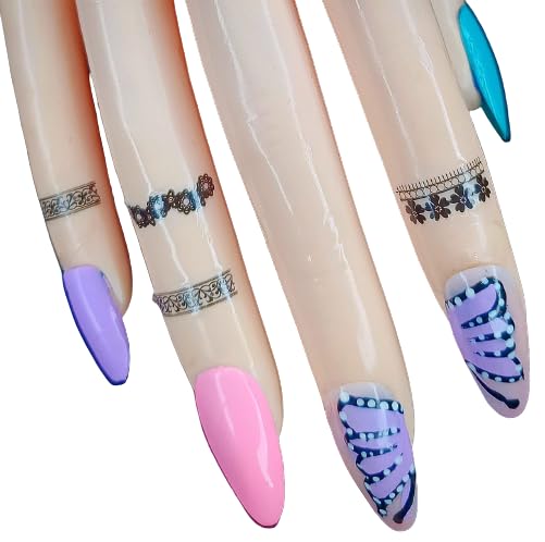 HINDNAARI Press on Fake Nails - Reusable Artificial Nail Extensions with Glue Kit for Women | 10 Designer Nails (Pattern-15) | Perfect for Parties, Weddings & Daily Wear