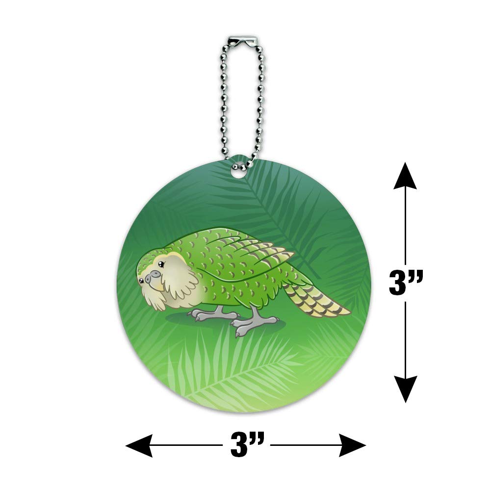 Kakapo Flightless Owl Parrot Round Luggage ID Tag - Durable Suitcase & Carry-On Baggage Identifier - Perfect for Travel, Business Trips & Airport Security