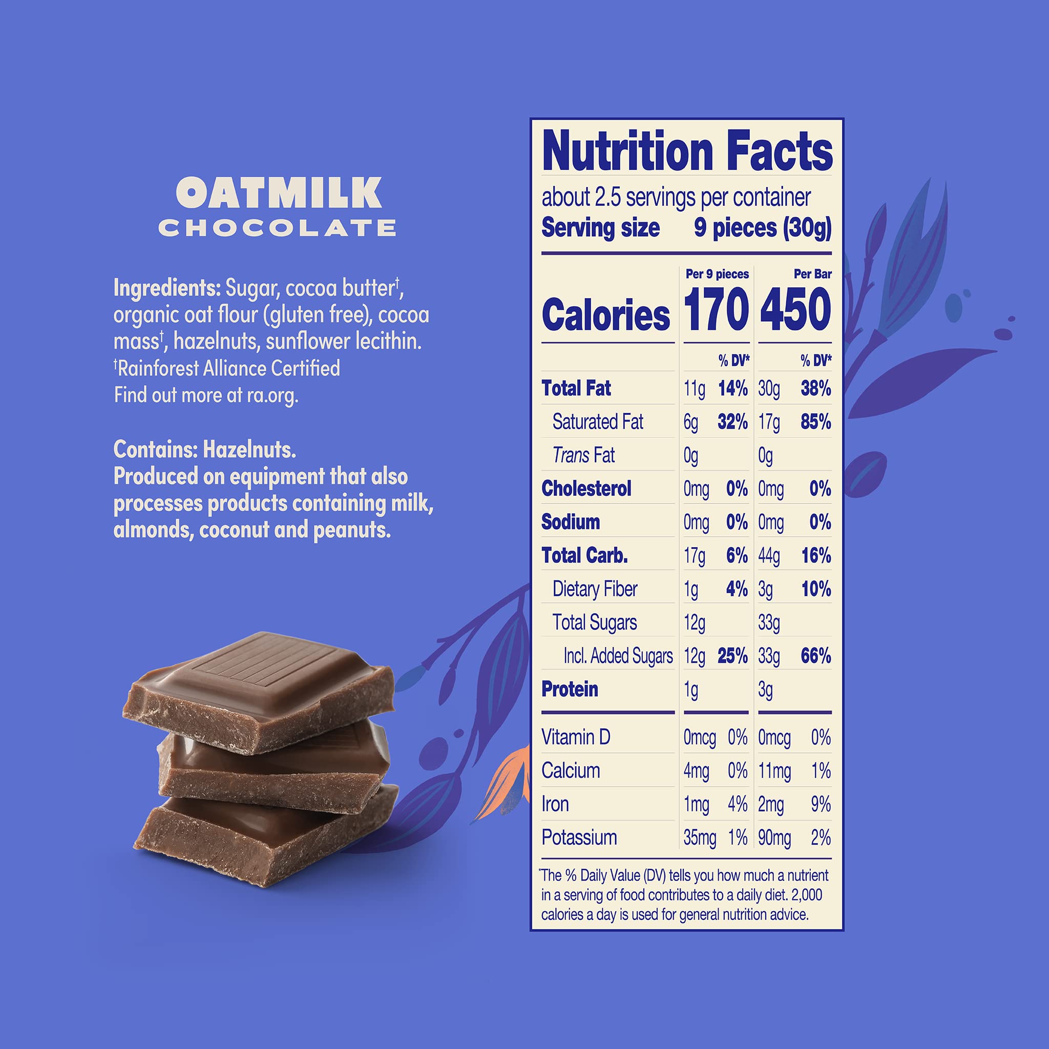 LOVO Oatmilk Chocolate Bar - Vegan Dairy-Free Milk Chocolate with Oatmilk | Gluten-Free, Swiss-Made, RFA Certified | 2.82oz Pack of 4 | Perfect for Vegan Desserts, Healthy Snacking & Gift Giving