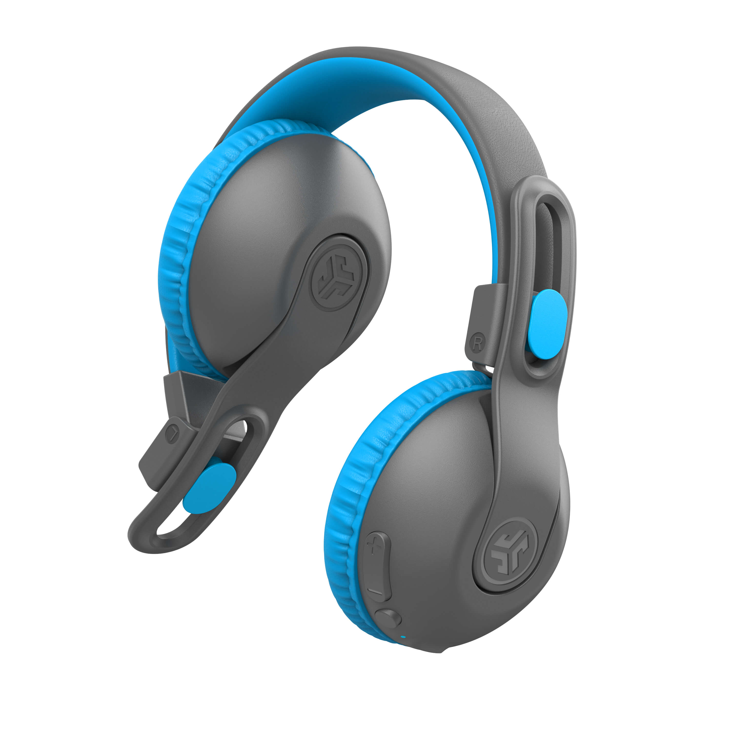JBuddies Studio 2 Wireless Kids Headphones - Blue & Gray - Safe Volume Limited Bluetooth Headset for School, Travel & Online Learning