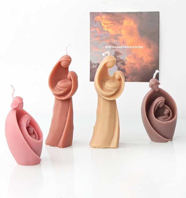 MATIN IMPEX Virgin Mary Embracing Children Silicone Candle Mold - DIY Resin, Aromatherapy, Handmade Wax & Soap Molds for Home Decor (WCM417) - Perfect for Religious Crafts, Gift Making & Holiday Decorations