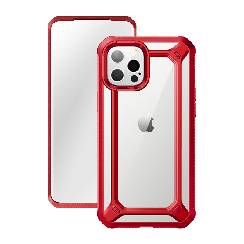 iPhone 12 Pro 6.1 Inch Unicorn Beetle Pro EXO Case with Built-in Screen Protector - Shockproof Slim Clear Cover (Red) - Perfect for Outdoor Activities, Work & Travel Protection