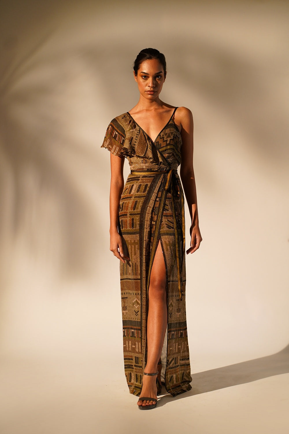 Stylish Green Aztec Print Drape Dress for Women | Boho Chic Maxi Dress | Perfect for Festivals, Vacations & Summer Outfits