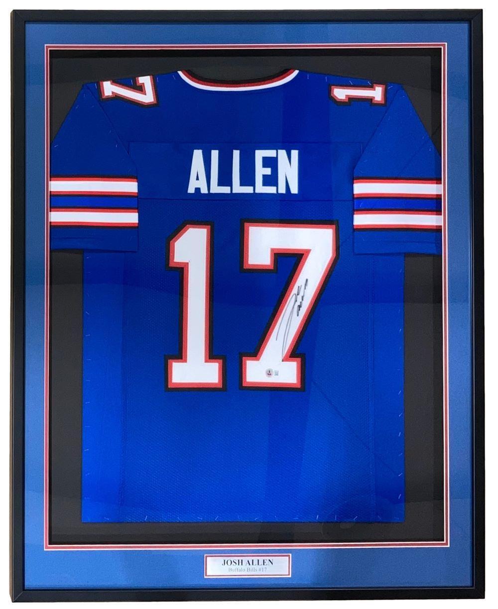 Josh Allen Buffalo Bills Signed Framed Blue Football Jersey - Authentic NFL Memorabilia for Sports Fans & Collectors - Perfect for Man Cave, Game Room, or Office Decor