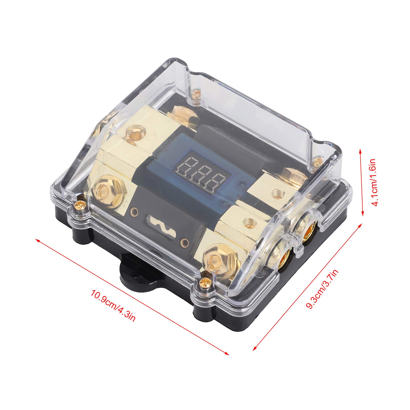 Digital LED Voltage Display Holder Block 100A 1 in 2 Out with Clear Readout - Perfect for Car Audio, Yacht & Marine Electrical Systems Monitoring