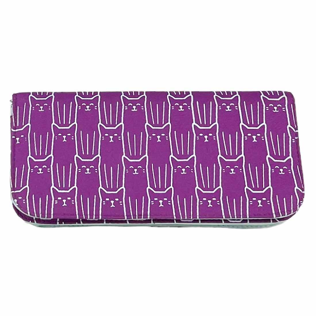 Stylish Purple Cat Print Long Wallet for Women - Fashionable RFID Blocking Leather Wallet with Multiple Card Slots - Perfect for Everyday Use, Travel, and Gift Giving