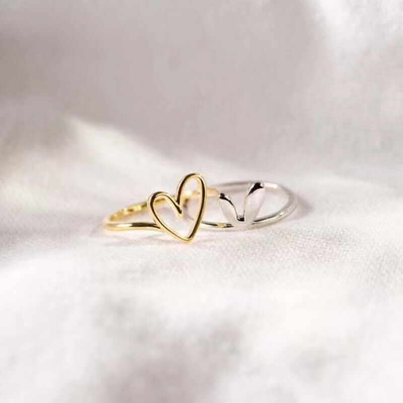 Self Love Mini Heart Stacking Ring Set - Dainty Gold & Silver Stackable Rings for Women | Perfect for Valentine's Day, Anniversary Gifts & Everyday Wear (YS020)