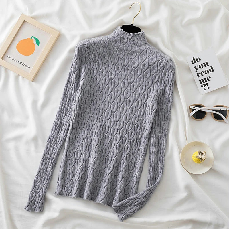 Luxury Cashmere Turtleneck Sweater for Women - Soft Warm Winter Pullover - Perfect for Office, Dating & Holiday Outfits