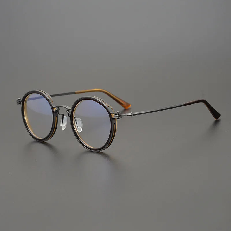 Stylish Unisex Black Titanium Acetate Round Eyeglasses - Lightweight Full Rim Frame for Men & Women - Perfect for Reading, Work, and Everyday Fashion