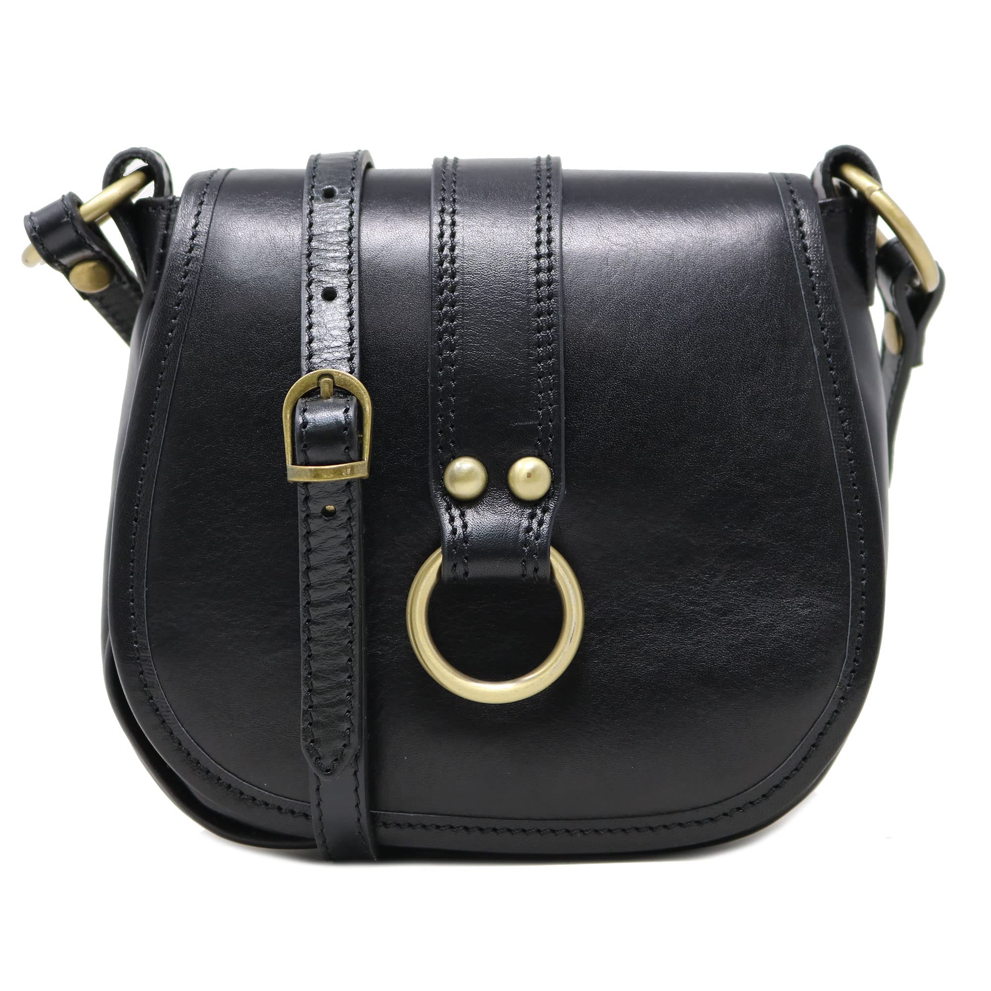 Floto Venezia Women's Saddle Bag - Vintage Leather Crossbody Shoulder Purse Handbag for Everyday Use, Travel & Date Night
