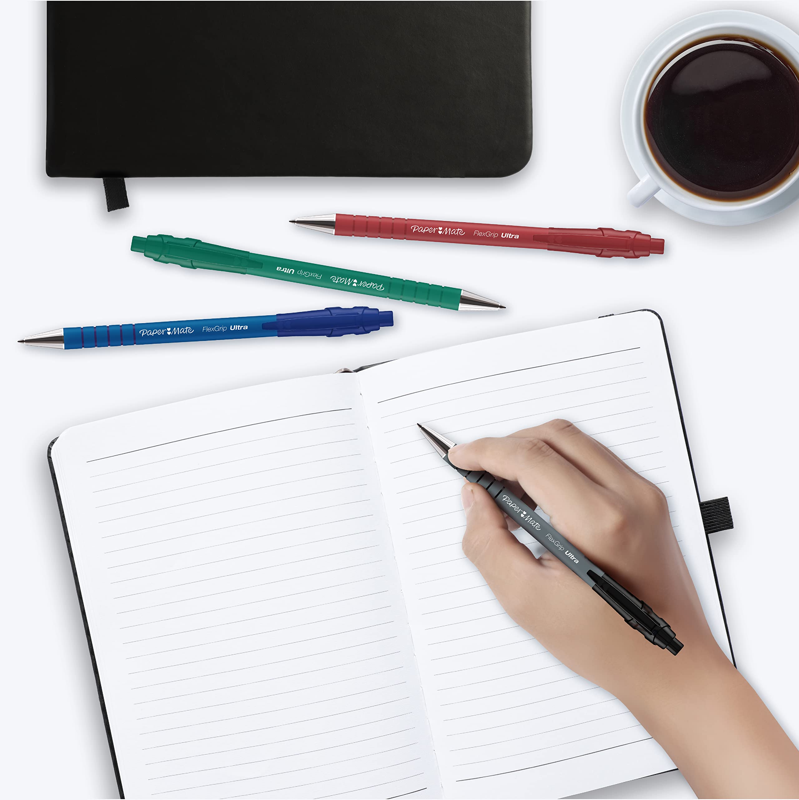 Paper Mate Flexgrip Ultra Retractable Ballpoint Pens - Medium Point 1.0mm Black Ink, 12-Pack - Smooth Writing for Office, School & Everyday Use