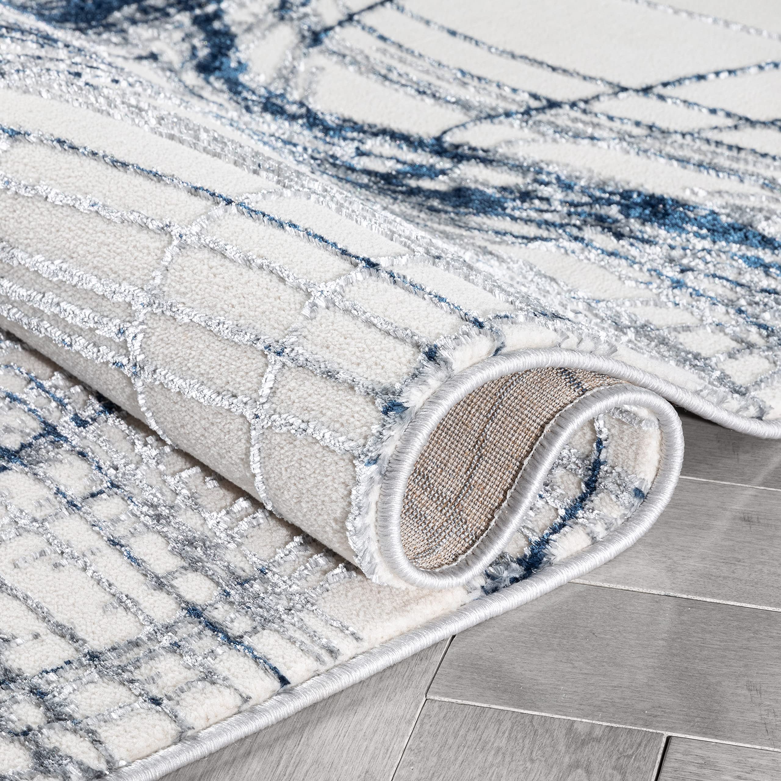 Well Woven Shoanae Abstract Blue Geometric Bubbles Soft Glam Area Rug 5x7 (5'3