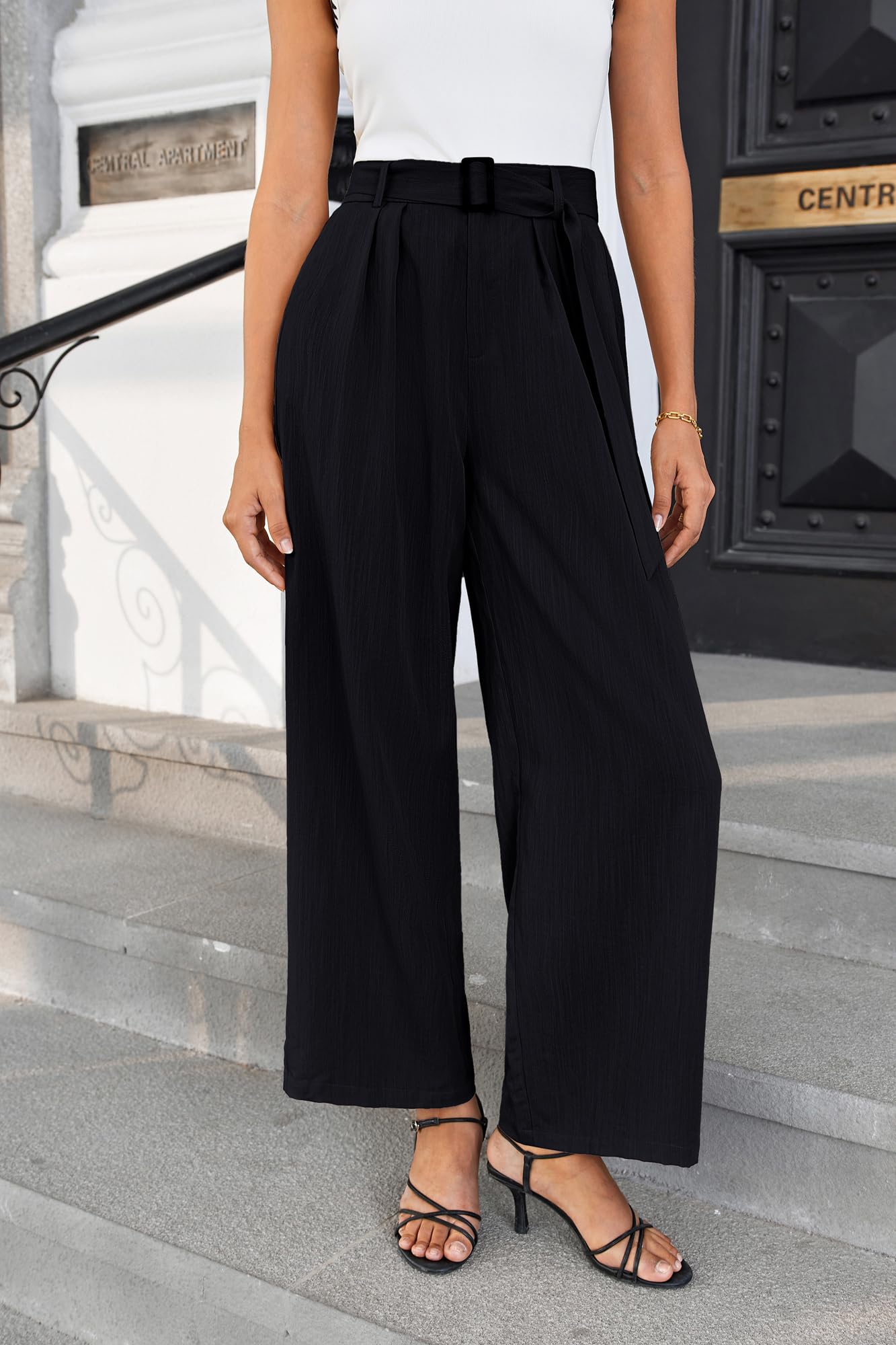 Grace Karin Women's Casual Palazzo Pants with Pockets - Elegant Wide Leg for Business & Leisure