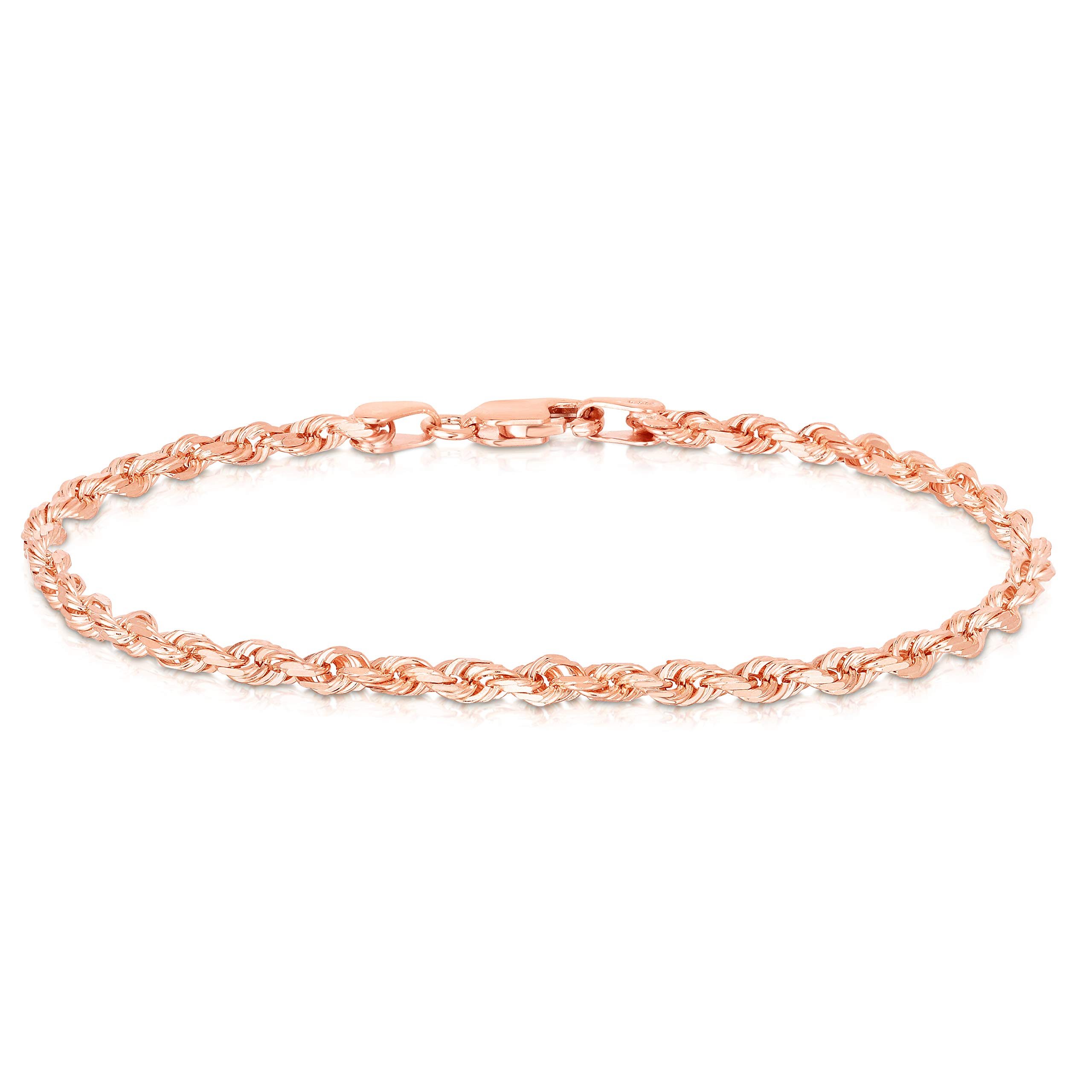 10K Solid Gold 2.5mm Diamond Cut Rope Chain Bracelet & Anklet Set - Durable Luxury Jewelry for Women, Perfect for Gifts, Parties, and Everyday Wear
