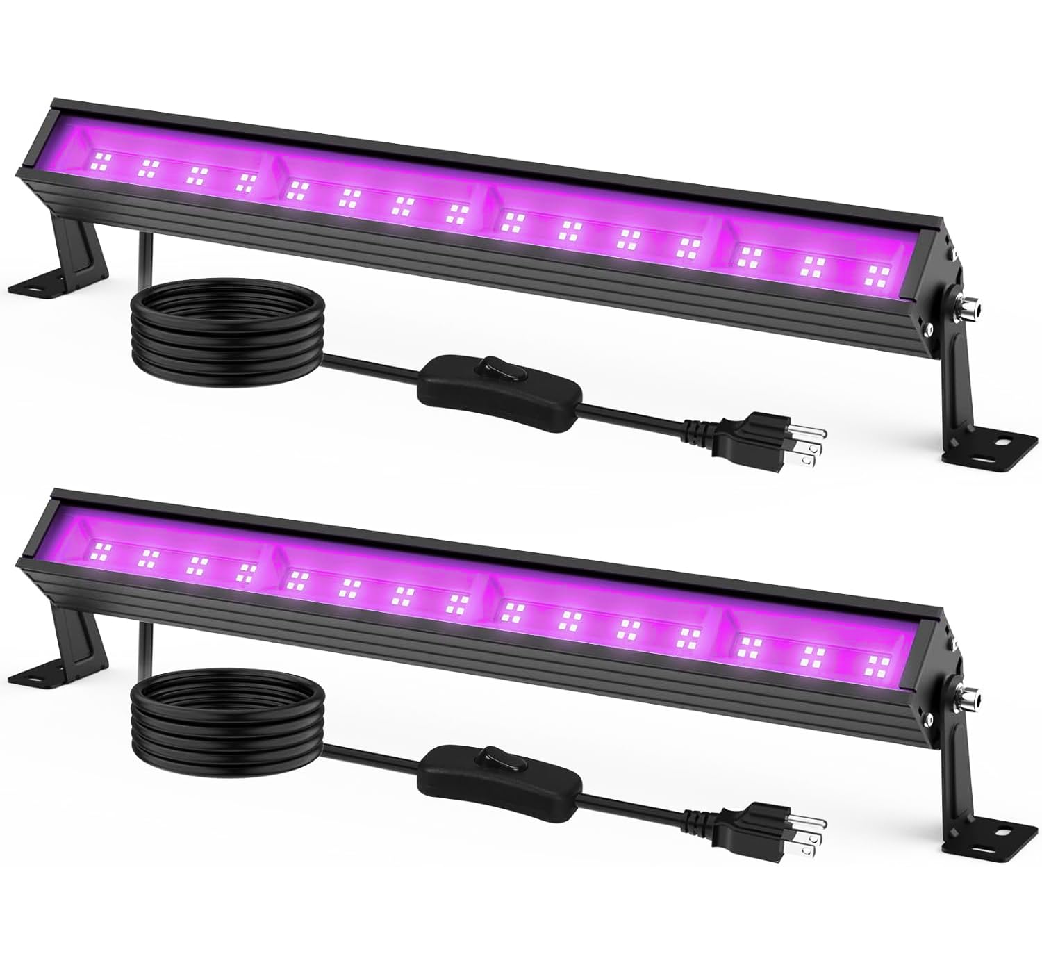 38W LED Black Light Bar - 2 Pack UV Blacklight for Glow Party, Halloween, Game Room & Body Paint - 120° Wide Beam Angle with Switch & Plug - Perfect for Nightclubs, Bedroom Decor & Neon Themed Events