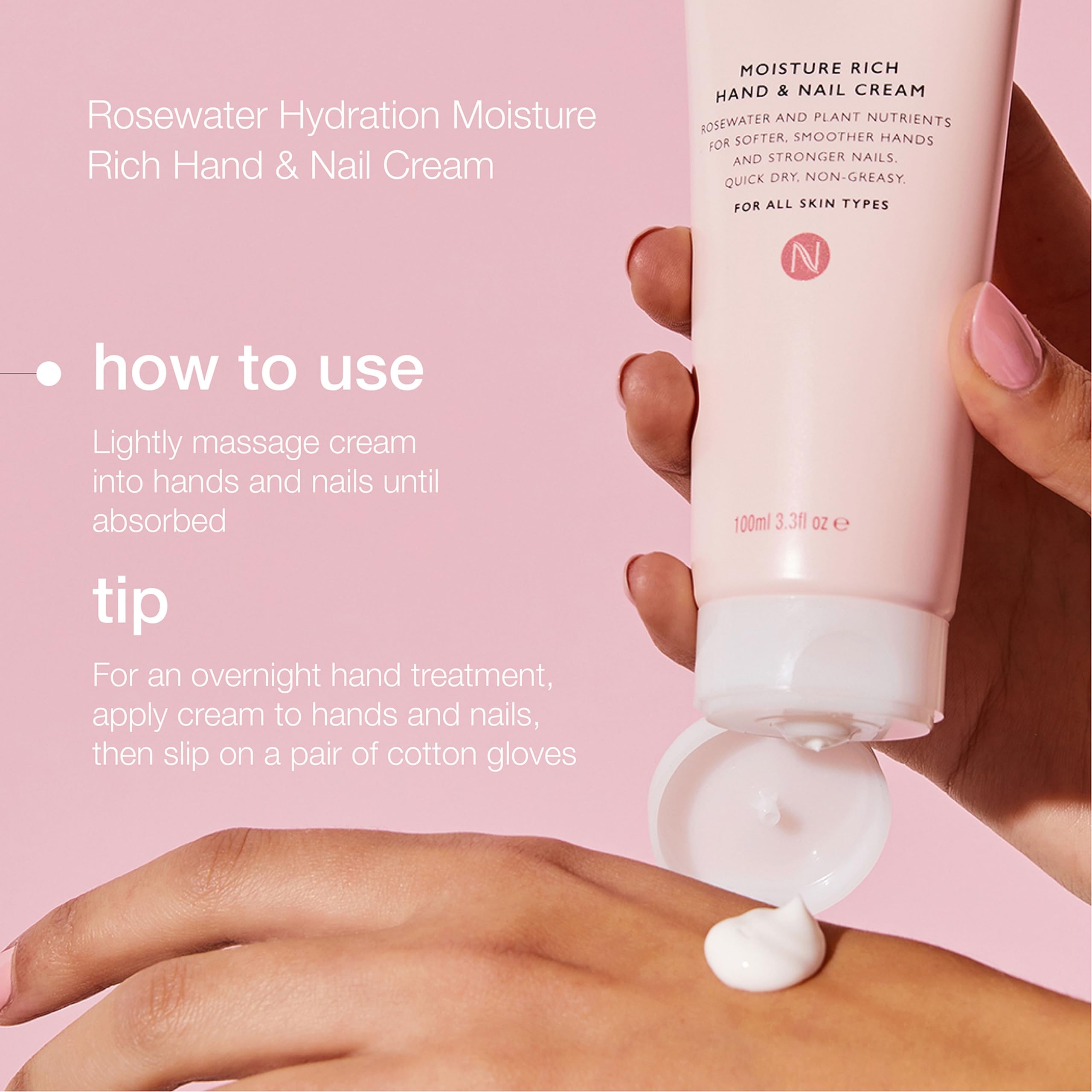 Natio Australia Rosewater Hydration Moisture Rich Hand & Nail Cream 3.4 oz - Soothing & Softening Hand Lotion for Dry Cracked Hands - Hydrating Hand Care with Natural Rosewater - Perfect for Daily Moisturizing, Office Use & Travel