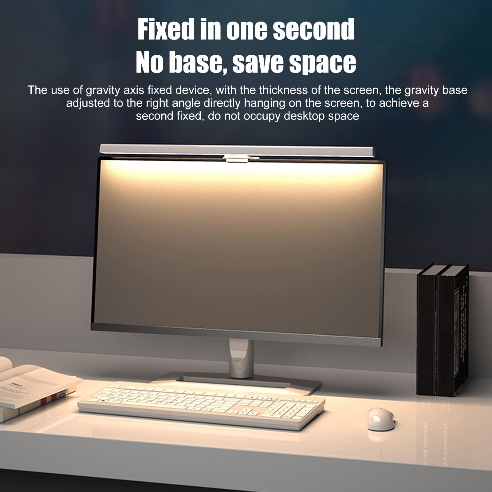 Joyzan Computer Monitor Light Bar - Dimmable LED Screen Lamp with Touch Control, Adjustable Stepless Dimming & Blue Light Reduction for Eye Strain Relief - Perfect for Home Office, Gaming & Reading (White)